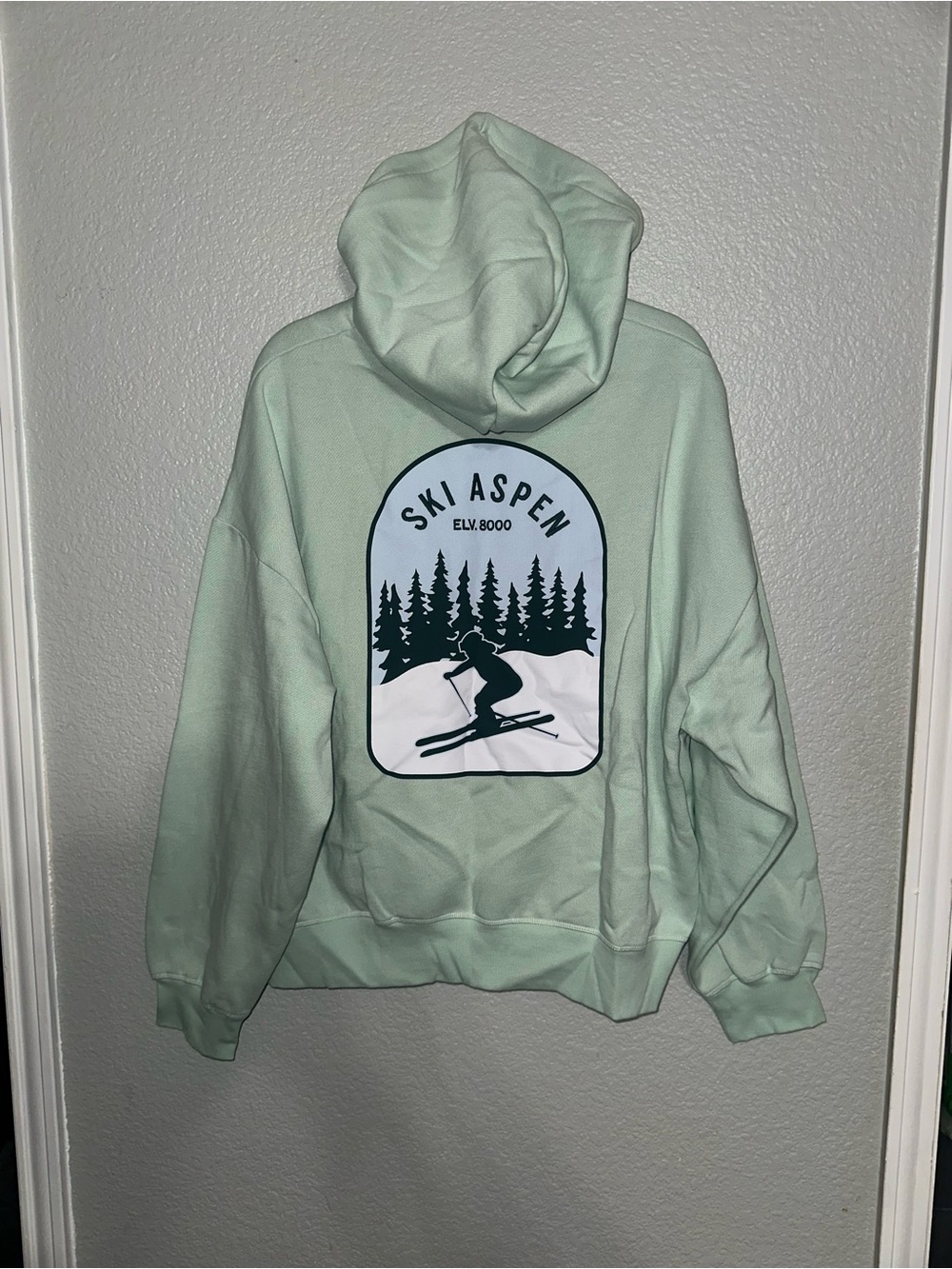 NWOT PINK Victoria's Secret Mint Green Pullover Hoodie - Picture 2 of 3